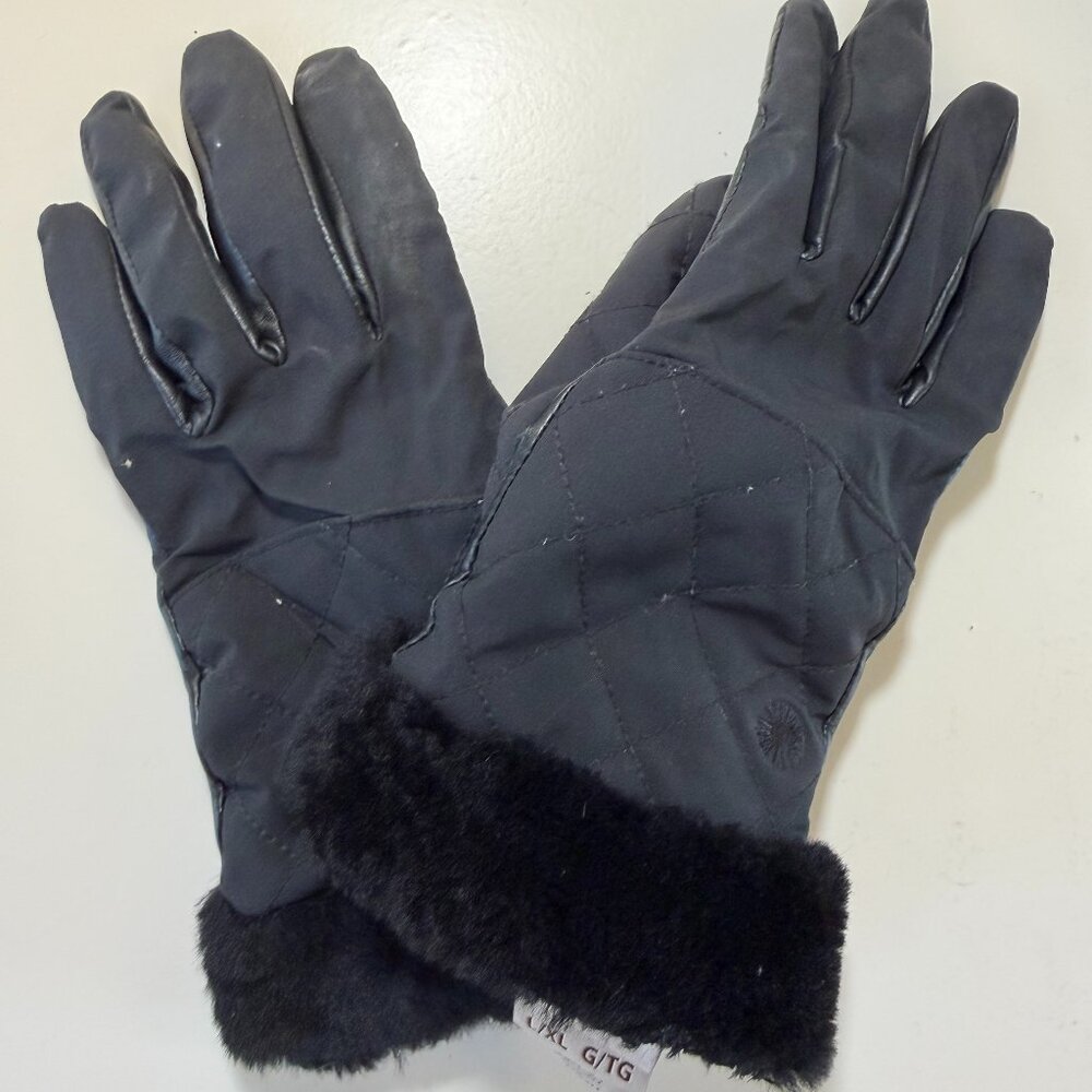Ugg gloves - leather and fur black